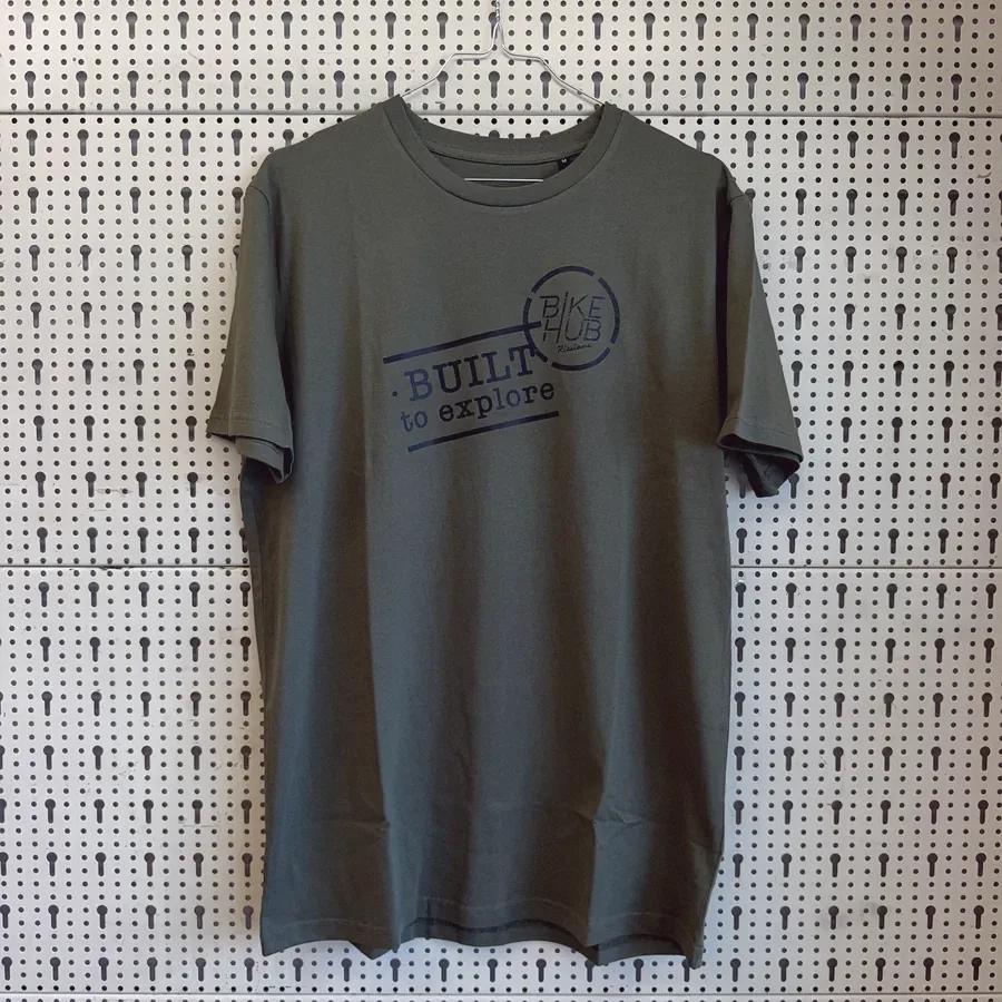 T-shirt kaki Bike Hub Riccione con stampa Built to explore