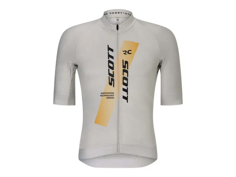 Maglia da bici da corsa Scott RC Pro, bianca con inserto ocra
